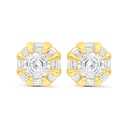 Sterling Silver 925 Earring Gold Plated Embedded With Yellow Zircon And White Zircon