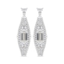 Sterling Silver 925 Earring Rhodium Plated Embedded With Yellow Zircon And White Zircon