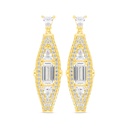 Sterling Silver 925 Earring Gold Plated Embedded With Yellow Zircon And White Zircon