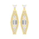 Sterling Silver 925 Earring Gold Plated Embedded With Yellow Zircon And White Zircon