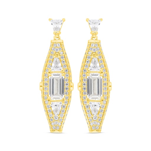 [EAR02CIT00WCZC246] Sterling Silver 925 Earring Gold Plated Embedded With Yellow Zircon And White Zircon