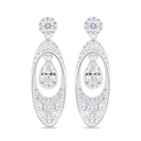 Sterling Silver 925 Earring Rhodium Plated Embedded With Yellow Zircon And White Zircon