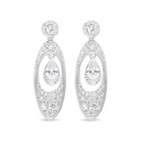 Sterling Silver 925 Earring Rhodium Plated Embedded With White Zircon