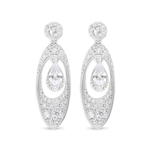 [EAR01WCZ00000C252] Sterling Silver 925 Earring Rhodium Plated Embedded With White Zircon