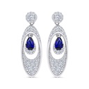 Sterling Silver 925 Earring Rhodium Plated Embedded With Sapphire Corundum And White Zircon