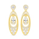 Sterling Silver 925 Earring Gold Plated Embedded With Yellow Zircon And White Zircon