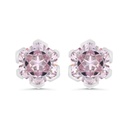 Sterling Silver 925 Earring Rhodium Plated Embedded With Sapphire Corundum 