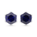 Sterling Silver 925 Earring Rhodium Plated Embedded With Sapphire Corundum 