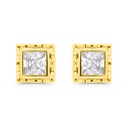 Sterling Silver 925 Earring Gold Plated Embedded With White CZ