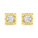 Sterling Silver 925 Earring Gold Plated Embedded With White CZ