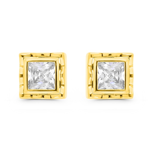 [EAR02WCZ00000C256] Sterling Silver 925 Earring Gold Plated Embedded With White CZ