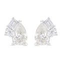 Sterling Silver 925 Earring Rhodium Plated Embedded With Yellow Zircon And White Zircon