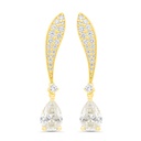 Sterling Silver 925 Earring Rhodium Plated Embedded With Yellow Zircon And White Zircon