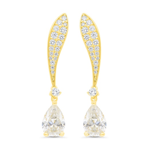 [EAR02CIT00WCZC265] Sterling Silver 925 Earring Rhodium Plated Embedded With Yellow Zircon And White Zircon