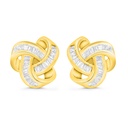 Sterling Silver 925 Earring Gold Plated Embedded With White CZ