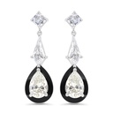 Sterling Silver 925 Earring Rhodium Plated Embedded With White Zircon