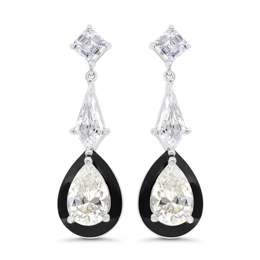 [EAR01WCZ00000C269] Sterling Silver 925 Earring Rhodium Plated Embedded With White Zircon