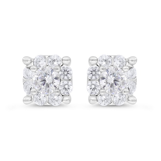 [EAR01WCZ00000C274] Sterling Silver 925 Earring Rhodium Plated Embedded With White CZ