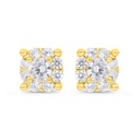 Sterling Silver 925 Earring Gold Plated Embedded With White CZ