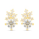 Sterling Silver 925 Earring Gold Plated Embedded With Yellow Zircon And White Zircon