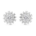 Sterling Silver 925 Earring Rhodium Plated Embedded With White CZ