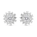 Sterling Silver 925 Earring Rhodium Plated Embedded With White CZ