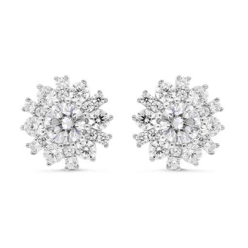 [EAR01WCZ00000C282] Sterling Silver 925 Earring Rhodium Plated Embedded With White CZ