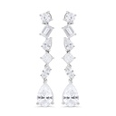 Sterling Silver 925 Earring Rhodium Plated Embedded With White Zircon