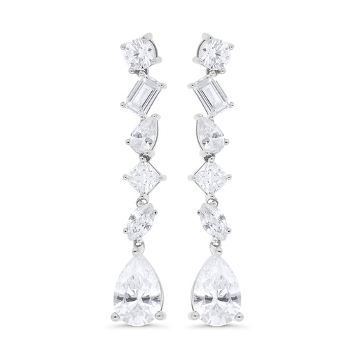 [EAR01WCZ00000C283] Sterling Silver 925 Earring Rhodium Plated Embedded With White Zircon