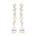 Sterling Silver 925 Earring Gold Plated Embedded With White Zircon