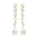 Sterling Silver 925 Earring Gold Plated Embedded With White Zircon