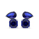 Sterling Silver 925 Earring Rhodium Plated Embedded With Sapphire Corundum And White Zircon