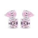 Sterling Silver 925 Earring Rhodium Plated Embedded With Pink Zircon And White Zircon