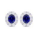 Sterling Silver 925 Earring Rhodium Plated Embedded With Sapphire Corundum And White Zircon