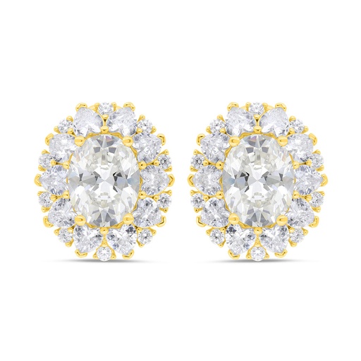[EAR02CIT00WCZC289] Sterling Silver 925 Earring Gold Plated Embedded With Yellow Zircon And White Zircon