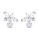 Sterling Silver 925 Earring Rhodium Plated Embedded With White Zircon