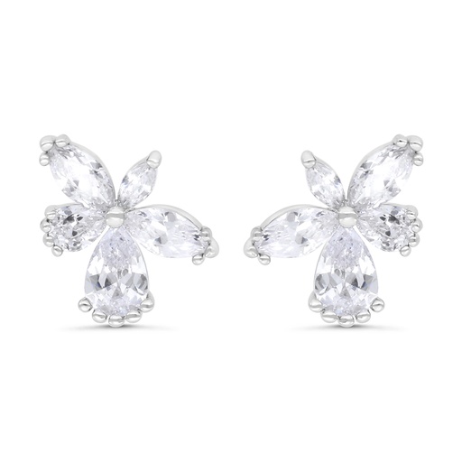 [EAR01WCZ00000C290] Sterling Silver 925 Earring Rhodium Plated Embedded With White Zircon