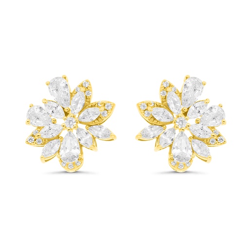 [EAR02WCZ00000C291] Sterling Silver 925 Earring Gold Plated Embedded With White Zircon
