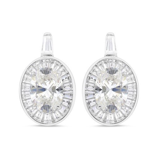 [EAR01CIT00WCZC292] Sterling Silver 925 Earring Rhodium Plated Embedded With Yellow Zircon And White Zircon