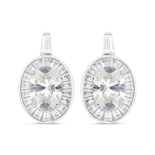 [EAR01CIT00WCZC292] Sterling Silver 925 Earring Rhodium Plated Embedded With Yellow Zircon And White Zircon