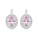 Sterling Silver 925 Earring Rhodium Plated Embedded With Pink Zircon And White Zircon