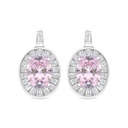 Sterling Silver 925 Earring Rhodium Plated Embedded With Pink Zircon And White Zircon