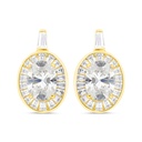 Sterling Silver 925 Earring Gold Plated Embedded With Yellow Zircon And White Zircon