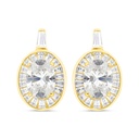 Sterling Silver 925 Earring Gold Plated Embedded With Yellow Zircon And White Zircon