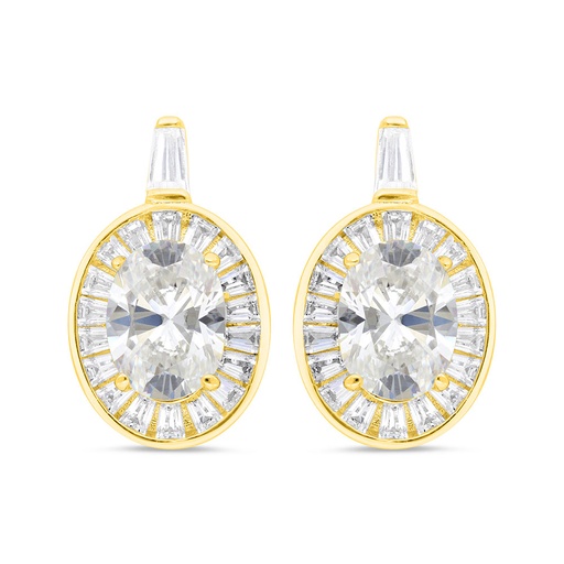 [EAR02CIT00WCZC292] Sterling Silver 925 Earring Gold Plated Embedded With Yellow Zircon And White Zircon