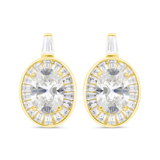 [EAR02CIT00WCZC292] Sterling Silver 925 Earring Gold Plated Embedded With Yellow Zircon And White Zircon