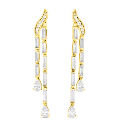 [EAR02WCZ00000C293] Sterling Silver 925 Earring Gold Plated Embedded With White Zircon