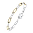 Sterling Silver 925 Bracelet Rhodium And Gold Plated And White CZ