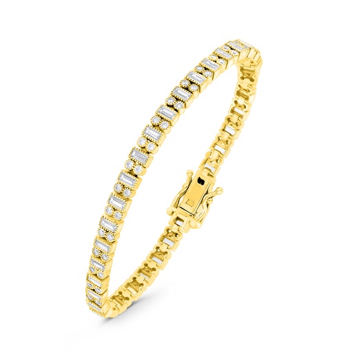 [BRC02WCZ00000B111] Sterling Silver 925 Bracelet Gold Plated Embedded With White CZ