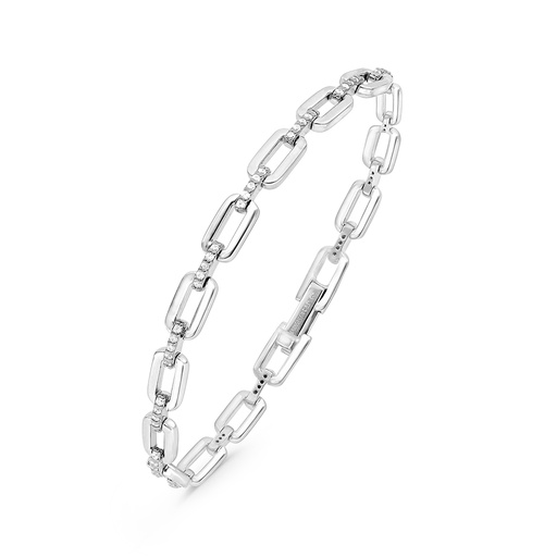 [BRC01WCZ00000B116] Sterling Silver 925 Bracelet Rhodium Plated Embedded With White CZ